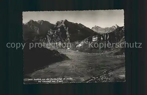 Amden SG Ausblick von der Durchschlaege auf Glaernisch und Wiggis Alpenpanorama Kat. Amden