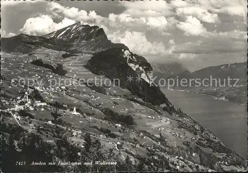 Amden SG Panorama mit Leistkamm und Walensee Kat. Amden