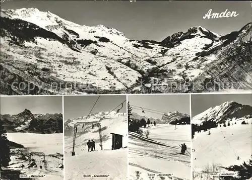 Amden SG Wintersportplatz Alpenpanorama Skilift Skigebiet Mattstock Kat. Amden