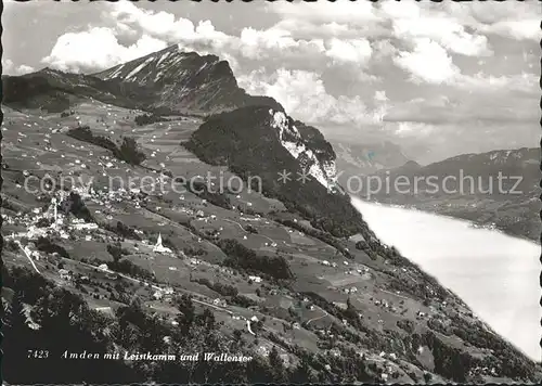 Amden SG Panorama mit Leistkamm und Walensee Nebelmeer Kat. Amden