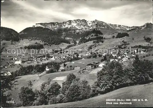 Amden SG Panorama Blick zum Mattstock Alpstein Kat. Amden