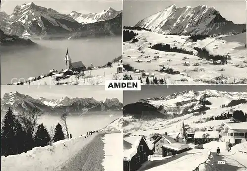 Amden SG Teilansichten Wintersportplatz Alpenpanorama Walensee Nebelmeer Kat. Amden