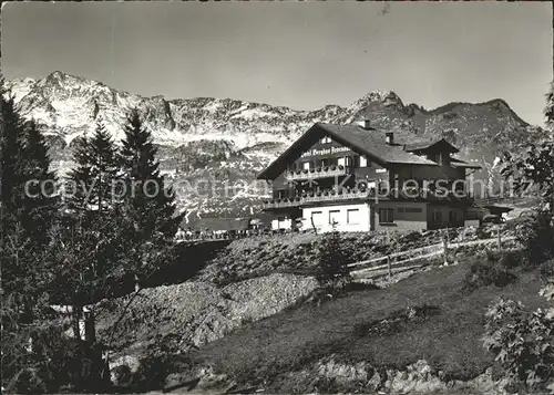 Amden SG Hotel Berghus Arvenbueel Blick zum Mattstock und Rahberg Kat. Amden