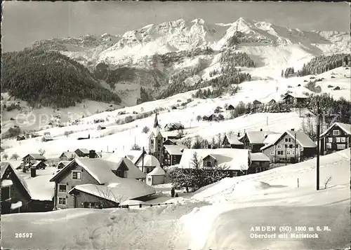 Amden SG Oberdorf mit Mattstock Alpstein Winterpanorama Kat. Amden