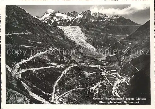 Grimsel Pass Furkastrasse gegen Gletsch Rhonegletscher Galenstock / Grimsel /Rg. Innertkirchen