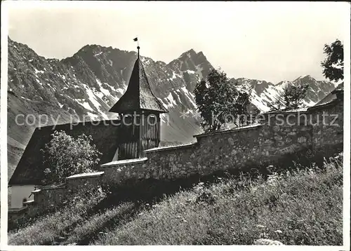 Arosa GR Bergkirchli mit Erzhorn Rothorn Plessur Alpen Kat. Arosa