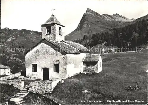 San Bernardino GR Alte Kapelle und Pizzo Uccello Kat. Mesocco