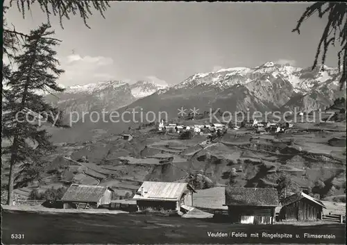 Feldis GR Panorama mit Ringelspitze und Flimserstein Kat. Feldis Veulden