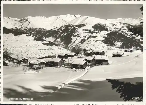 Miraniga Gesamtansicht mit Alpenpanorama Kat. Obersaxen