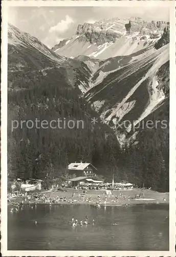 Arosa GR Strandbad mit Amselfluh Kat. Arosa