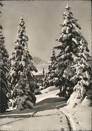 Arosa GR Wald verschneit Kat. Arosa