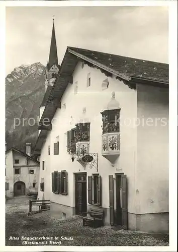 Schuls GR Engadinerhaus Restaurant Biert Kat. Scuol