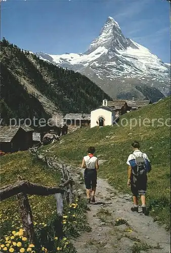 Zermatt VS Findeln mit Matterhorn Walliser Alpen Bergwandern Kat. Zermatt