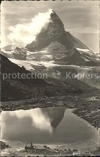 Zermatt VS Riffelsee Matterhorn Walliser Alpen Bergsee Kat. Zermatt