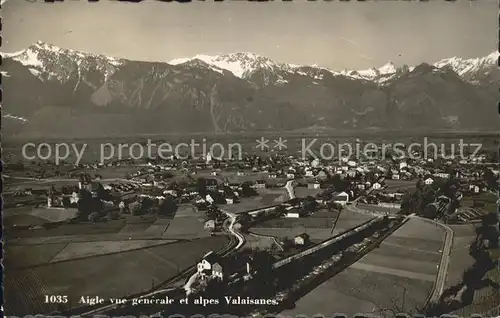 Aigle VD Vue generale et Alpes Valaisanes Kat. Aigle