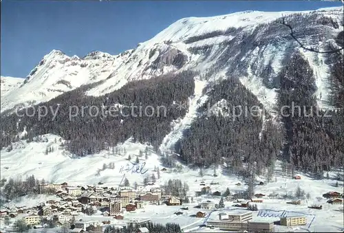 Leukerbad Panorama mit Majinghorn Kat. Loeche les Bains