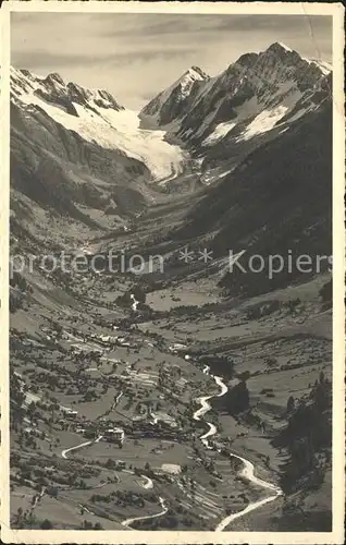Loetschental Panorama gegen Langgletscher Ferden und Kippel Berner Alpen Kat. Kippel