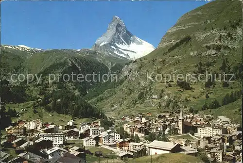 Zermatt VS Gesamtansicht mit Matterhorn Mont Cervin Walliser Alpen Kat. Zermatt