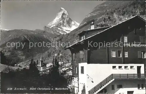 Zermatt VS Hotel Christiania Matterhorn Walliser Alpen Kat. Zermatt