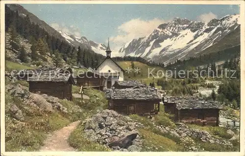 Loetschental Kuehmatt Berghuetten Kapelle Anengrat Schienhorn Kat. Kippel