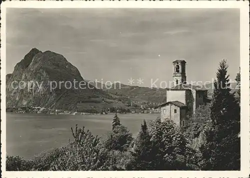 Lago di Lugano Chiesa di Castagnola e Monte S Salvatore Kat. Italien