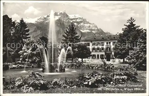 Glarus GL Hotel Glarnerhof mit Volksgarten und Wiggis Kat. Glarus