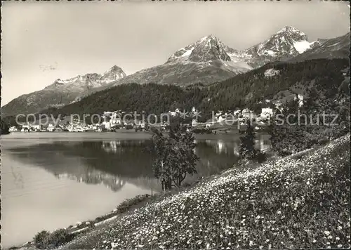 St Moritz GR Am St Moritzer See mit Piz Julier und Albana Kat. St Moritz