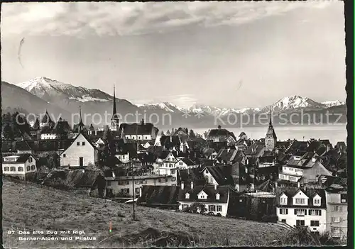 Zug ZG Altstadt mit Rigi Berner Alpen und Pilatus Kat. Zug