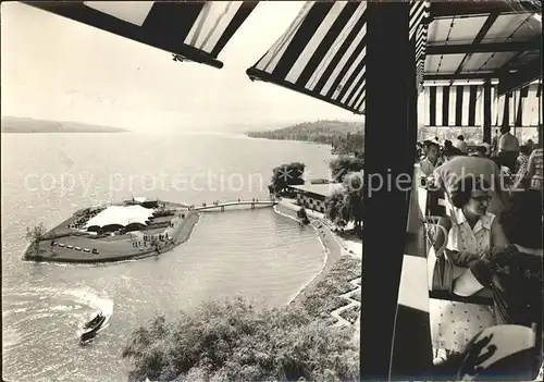 SAFFA Ausstellung Turmrestaurant Blick auf die Insel Kat. Zuerich