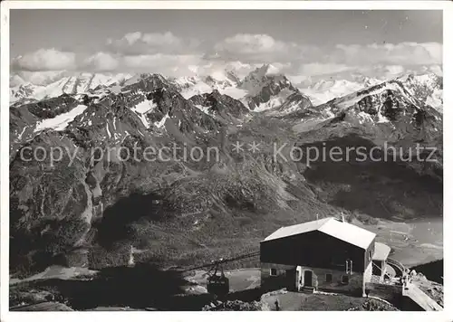 St Moritz GR Luftseilbahn Corviglia Piz Nair mit Bernina Gruppe Kat. St Moritz