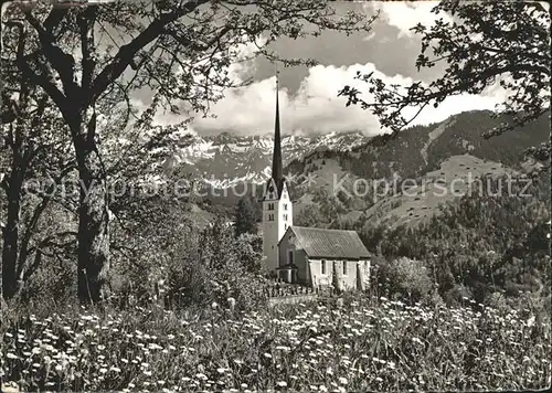 Seewis GR Kirche mit Seesaplana Kat. Seewis