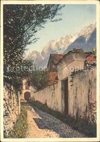 Tessin Ticino Dorfpartie alte Mauer Kat. Lugano