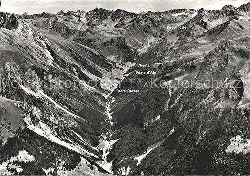 Berguen Bravuogn GR Val Tuors Panorama mit Berghaus Piz Kesch Kat. Berguen