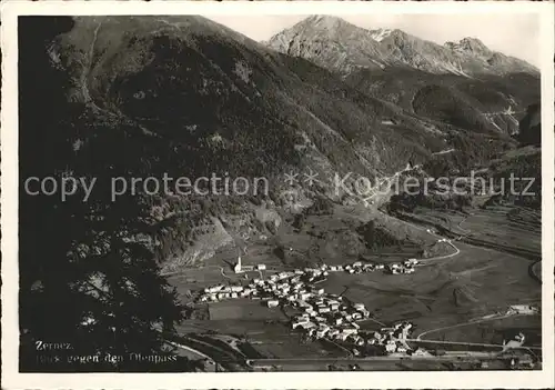 Zernez GR Totalansicht mit Ofenpass Kat. Zernez