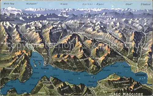 Lago Maggiore Gebiets Reliefkarte Kat. Italien