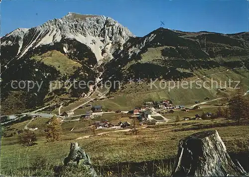 Malbun Panorama mit Doppelsesselbahn Sareiserjoch und Ochsenkopf Kat. Liechtenstein