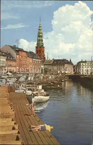 Kobenhavn Gammel Strand Boot Kirchturm Kinder Kat. Kopenhagen