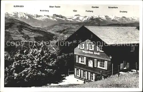 Hoernli Kulm Berggasthaus Hoernli mit Alpen