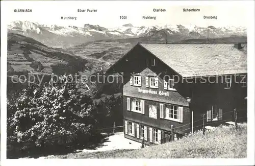 Hoernli Kulm Berggasthaus Hoernli mit Alpen