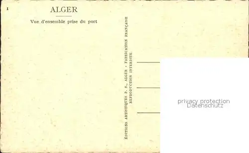 Alger Algerien Vue d'ensemble prise du Port Vapeur Kuenstlerkarte / Algier Algerien /