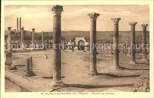 Timgad Ruines Romaines Marche de Sertius Historische Staette Kat. Algerien