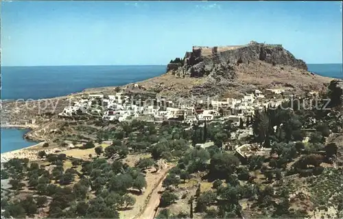 Lindos Lindo Gesamtansicht mit Akropolis Kat. Rhodes