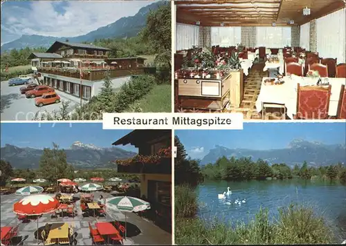 Triesen Restaurant Mittagspitze Terrasse Schwanensee Alpenpanorama Kat. Liechtenstein