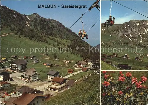 Malbun mit Doppelsesselbahn Sareisergrat Alpenrosen Kat. Liechtenstein