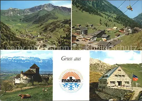 Malbun Panorama mit Augstenberg Hotels Sesselbahn Schloss Pfaelzerhuette Bettlerjoch Kat. Liechtenstein