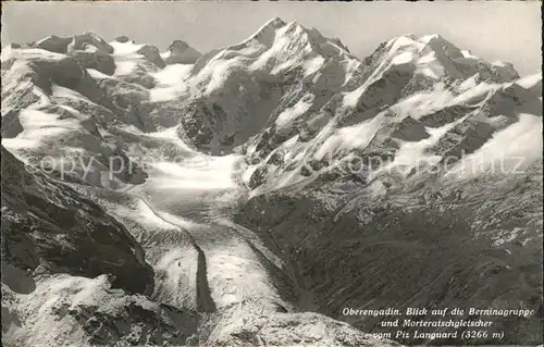Oberengadin GR mit Berninagruppe Morteratschgletscher und Piz Languard / St Moritz /Bz. Maloja