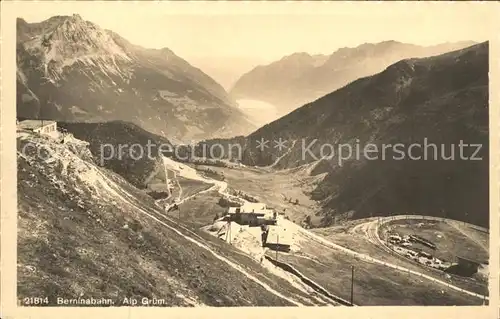 Berninabahn Alp Gruem Panorama Kat. Eisenbahn