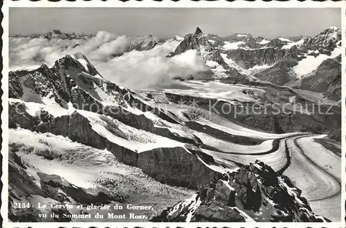 Wallis Valais Kanton Le Cervin et Glacier du Gorner Mont Rose Kat. Sion