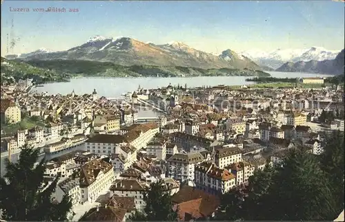 Luzern LU Blick vom Guetsch aus / Luzern /Bz. Luzern City