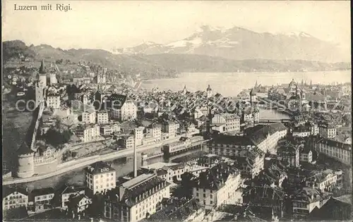 Luzern LU Panorama mit Vierwaldstaettersee und Rigi / Luzern /Bz. Luzern City